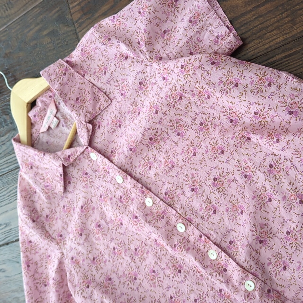 APRIL CORNELL I Vintage Lilac Cornwall Camp Short Sleeve Blouse, XXS (4-6)